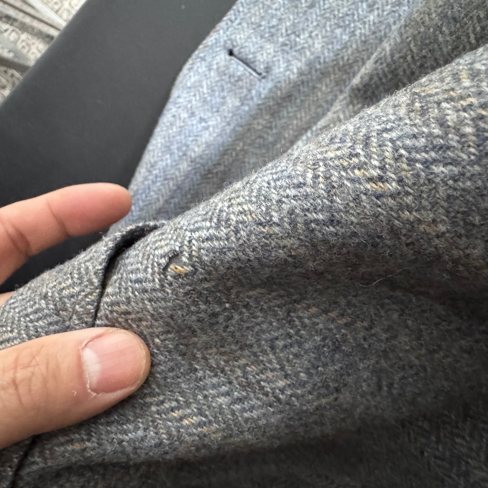 Hart Schaffner & Marx Sport Coat Mens 40R Blue Gray Herringbone Wool Vintage - Picture 5 of 6